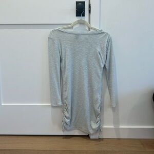 Long sleeve tight dusty blue dress